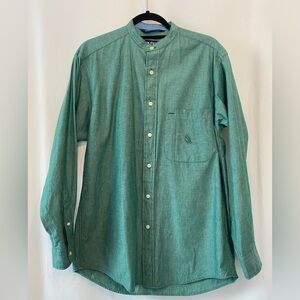 Nautica Mens Sea Green 100% Cotton Casual Button Up Shirt Small Banded Collar